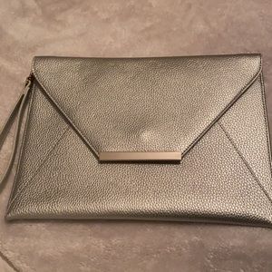 Silver clutch White House Black Market